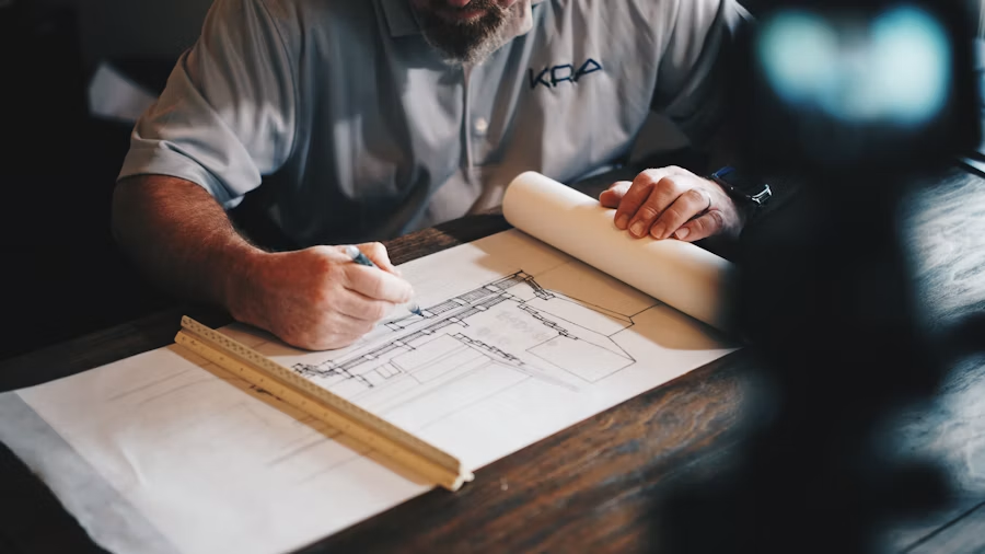 Professional comparing contractor information and project documents
